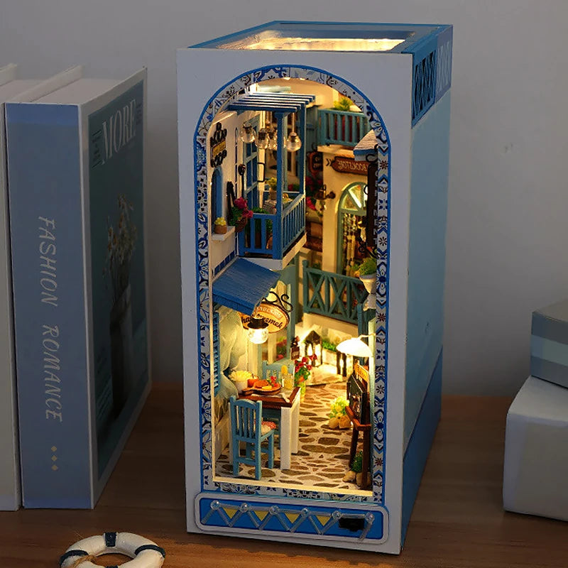 DIY Book Nook Kit – Miniature Bookshelf Insert with LED Lights