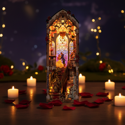 Beast and Beauty 3D wooden book nook diorama kit for romantasy lovers – Between Folds